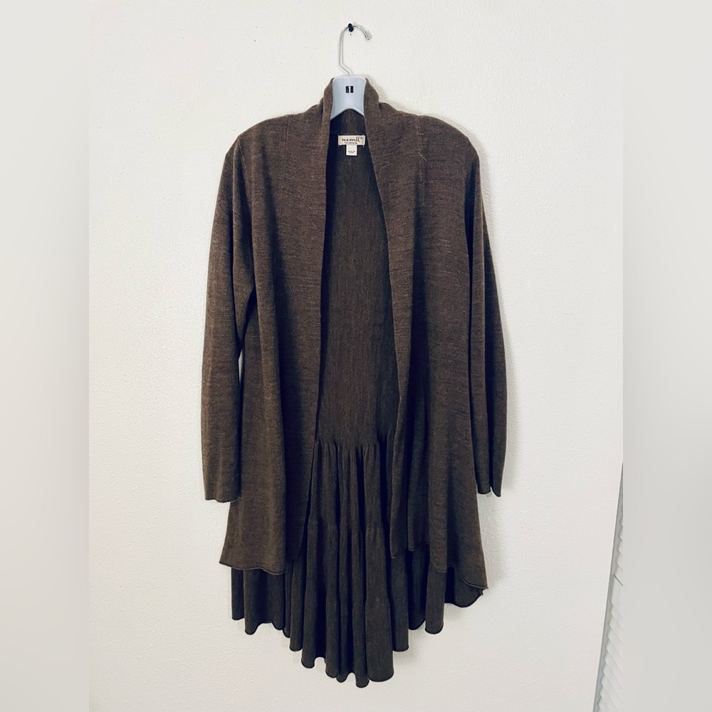 Women’s One World Brown Ruffle Sweater Cardigan XL